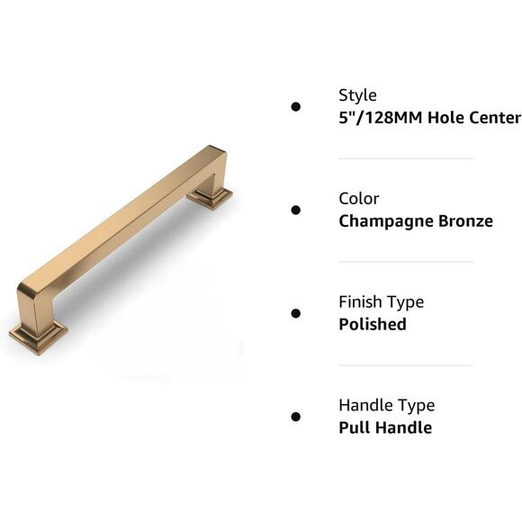 Champagne Bronze Cabinet Pulls 5 Inch(128MM) 10 Pack - Picture 5 of 5